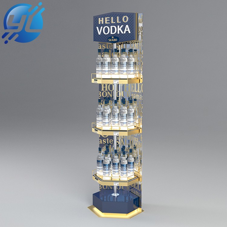 Promotion Floor Standing Whiskey Wine Liquor Display shelf