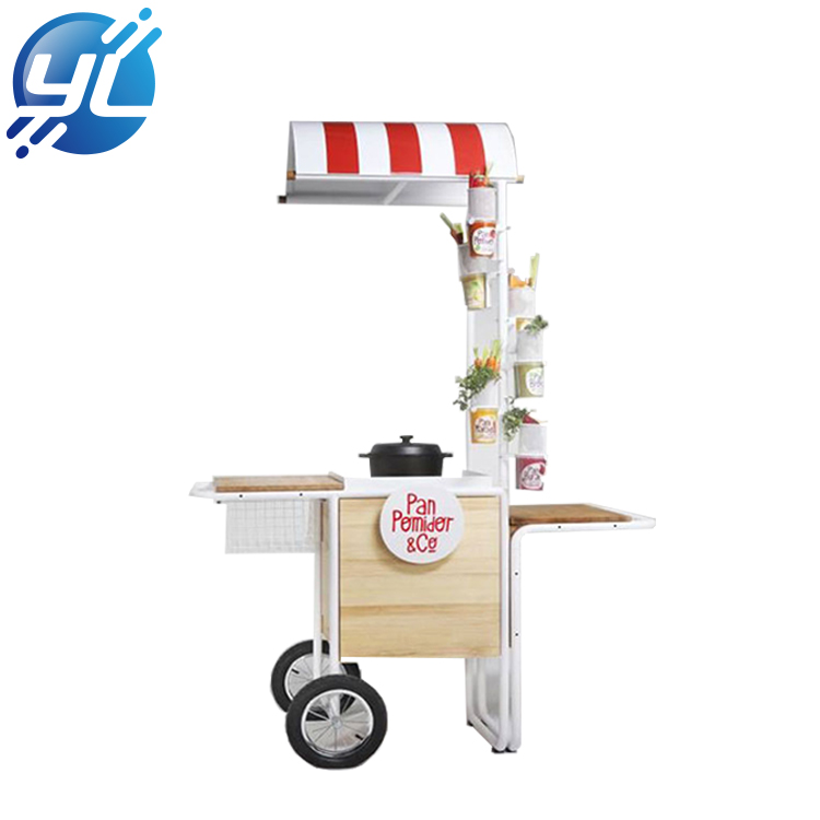 Custom retail carts wooden food and fruit display racks