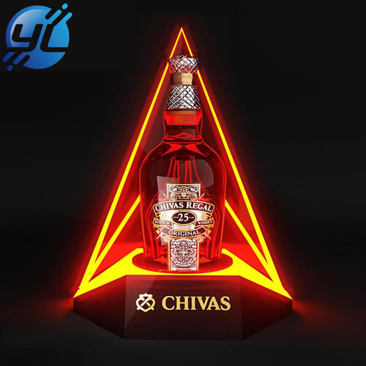 Acrylic single wine bottle display with led illuminated