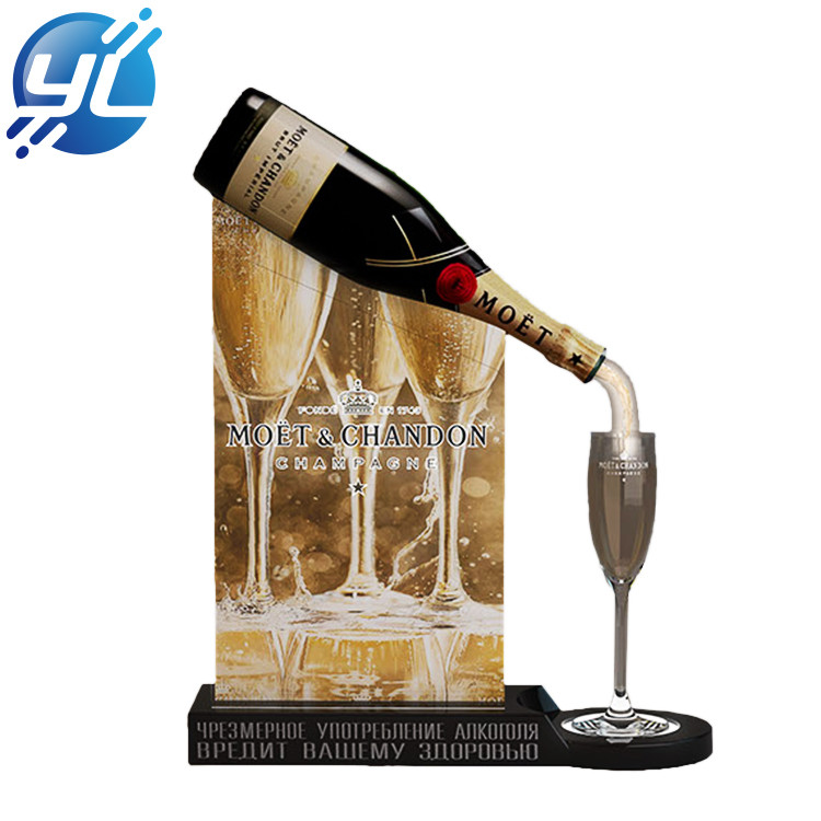 Acrylic single wine bottle display with led illuminated