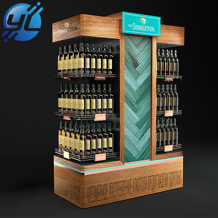 Custom retail shop floor wine bottle MDF wooden display rack