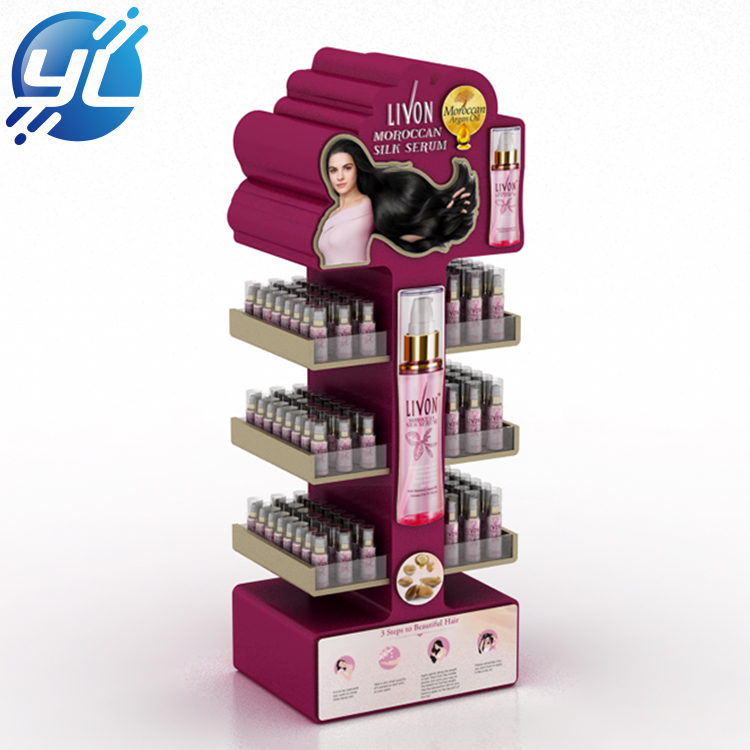 Customized POP wooden body wash shampoo display stand for retail shop