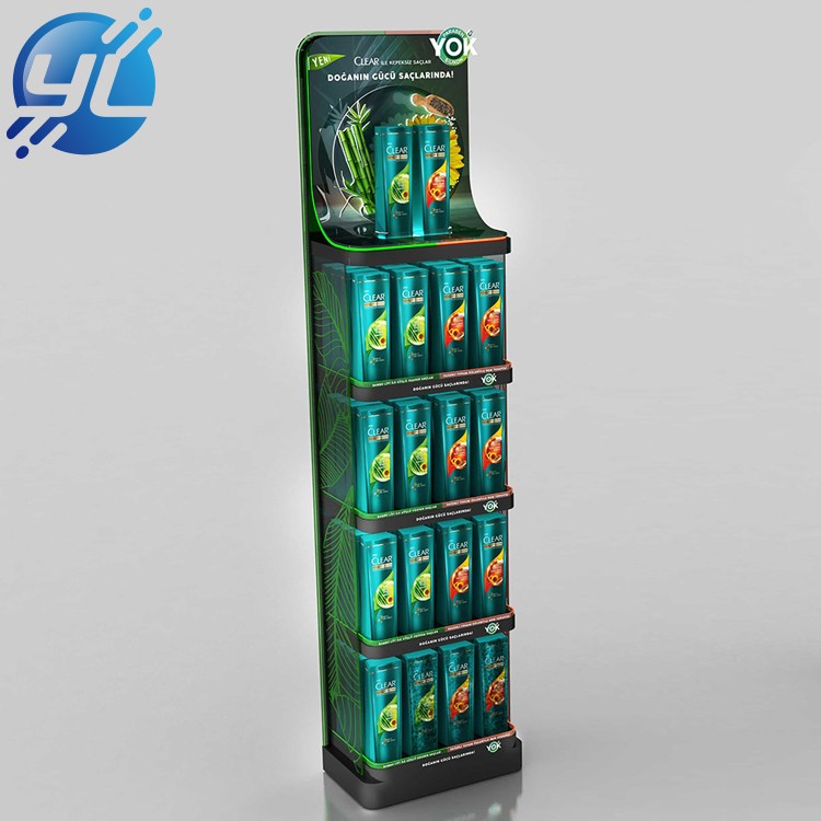 Customized POP wooden body wash shampoo display stand for retail shop