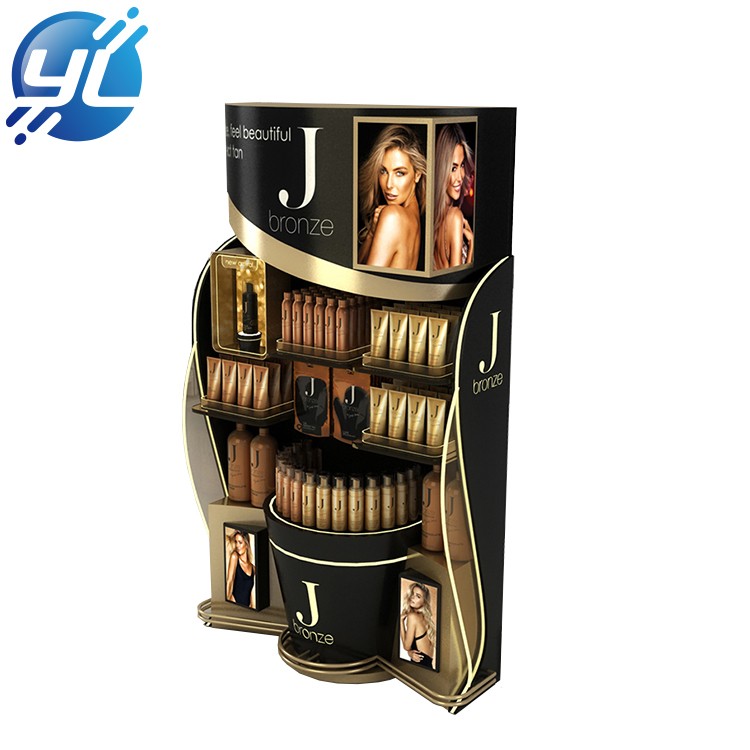 Customized POP wooden body wash shampoo display stand for retail shop