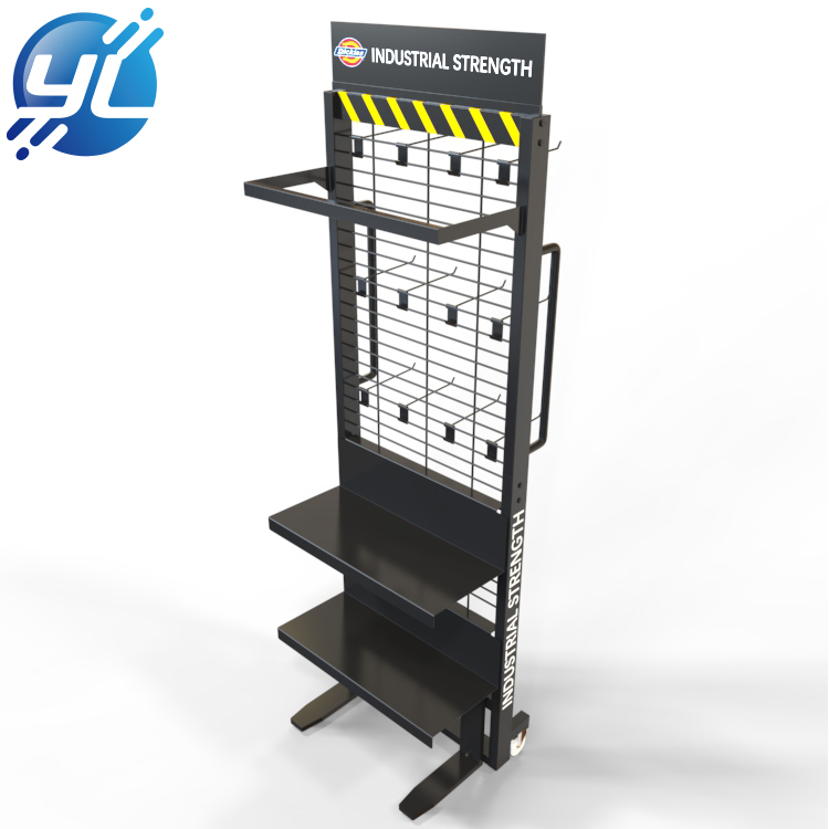 OEM POS lubricant metal floor display stand with heavy duty structure and low cost 