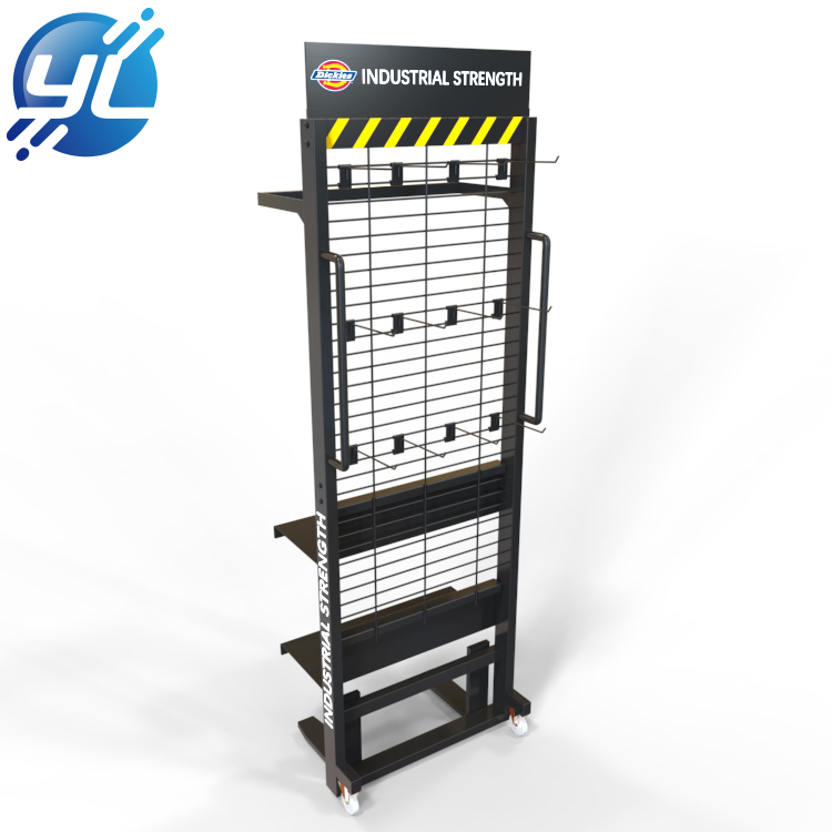 OEM POS lubricant metal floor display stand with heavy duty structure and low cost 