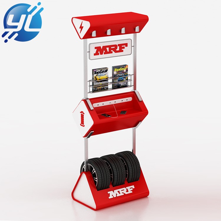 High quality factory customized tire floor display rack / tire metal display stand