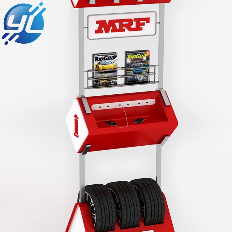 High quality factory customized tire floor display rack / tire metal display stand