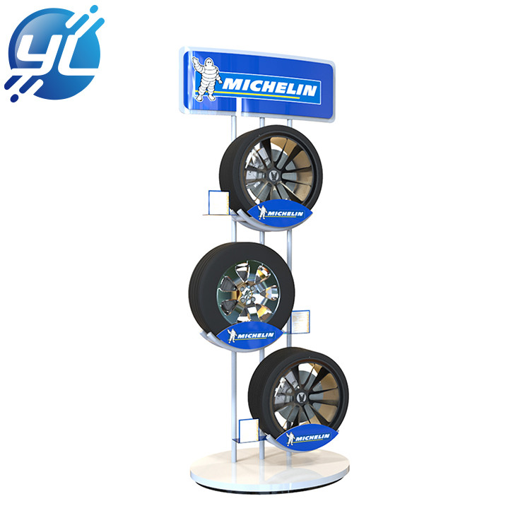 POP custom-made tyre metal display rack for exhibition and chain store