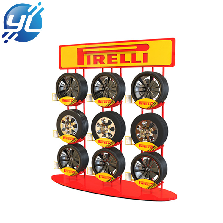 POP custom-made tyre metal display rack for exhibition and chain store