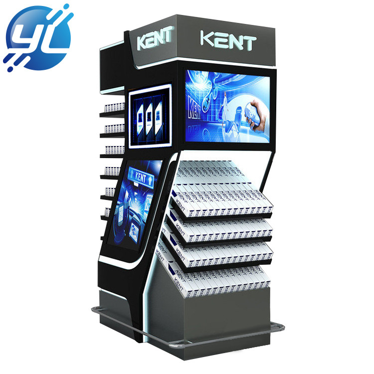 Customize POP / POS metal cigarette pusher pack display rack for supermarket