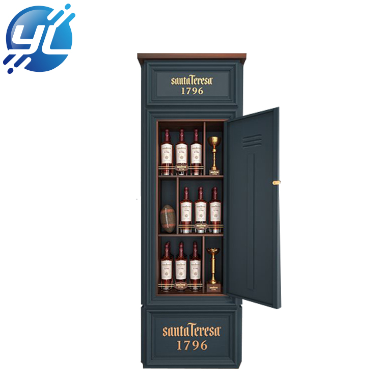 Shopping Mall Decoration Furniture Mdf Wood Liquor Wine Bottle Display