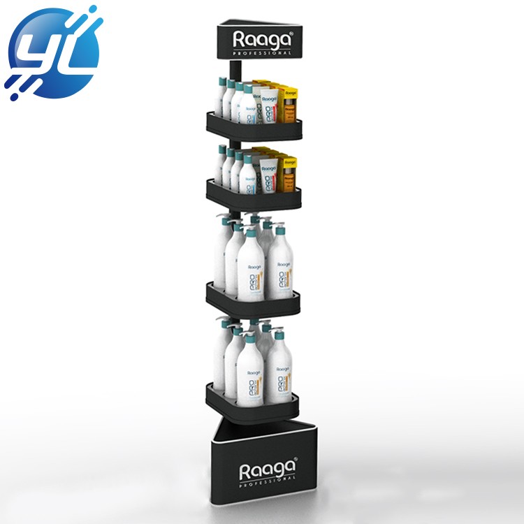 Custom shop retail plastic floor cosmetic product display stands