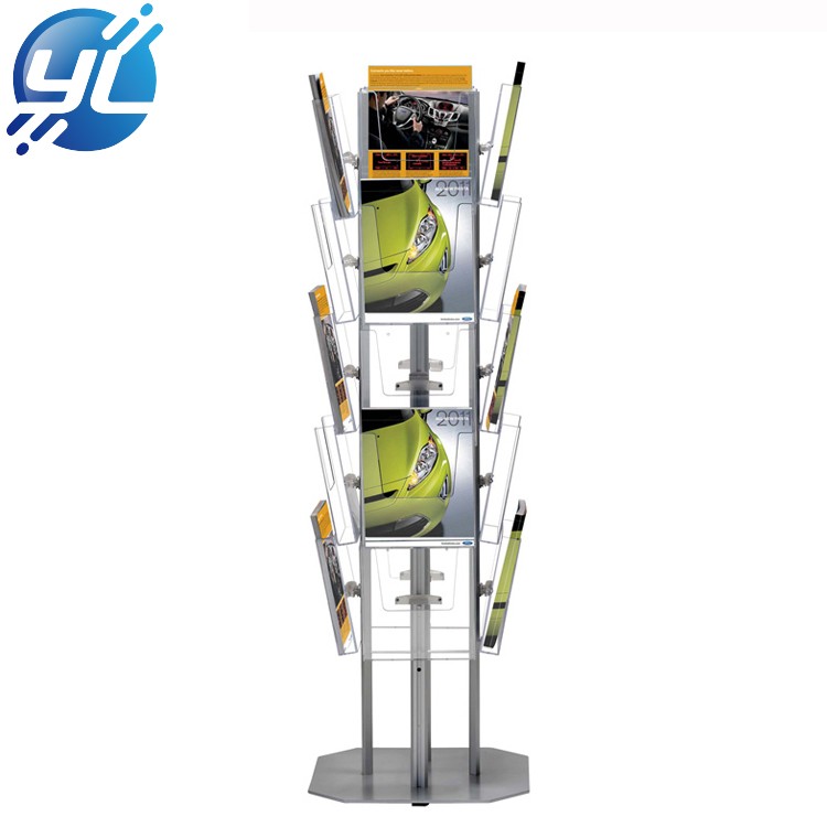 Commercial floor magazine display stand, magazine wood display rack