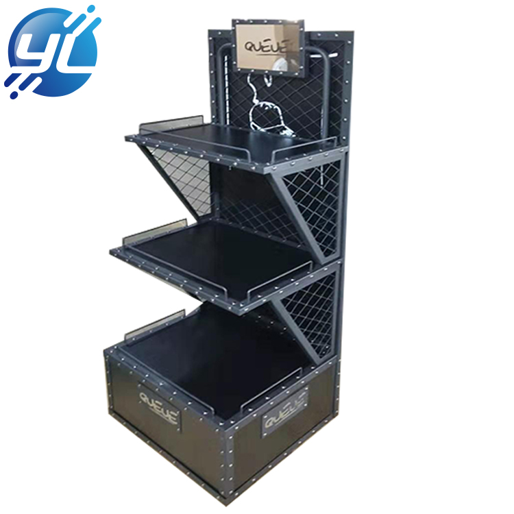 Customized classic floor black single metal hat stand display