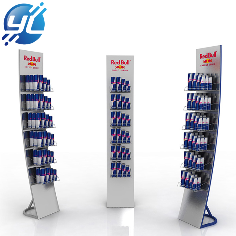 wholesale customize supermarket floor standing metal drink display rack