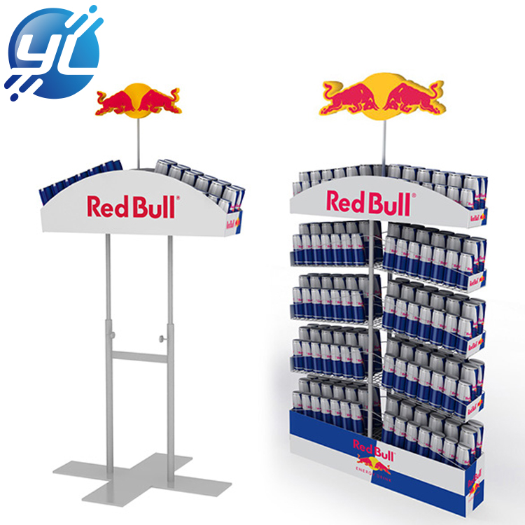 wholesale customize supermarket floor standing metal drink display rack