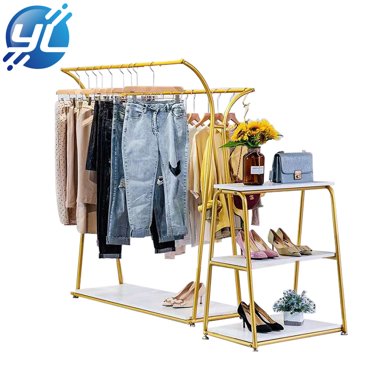 Portable ladies clothes Metal Gold Hanging Clothing Sample Display Rack 