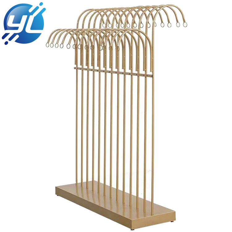 Portable ladies clothes Metal Gold Hanging Clothing Sample Display Rack 