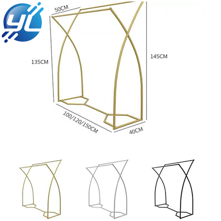 Single Rail Fashion Retail Cloth Store Portable Gold Clothing Dress Display Racks