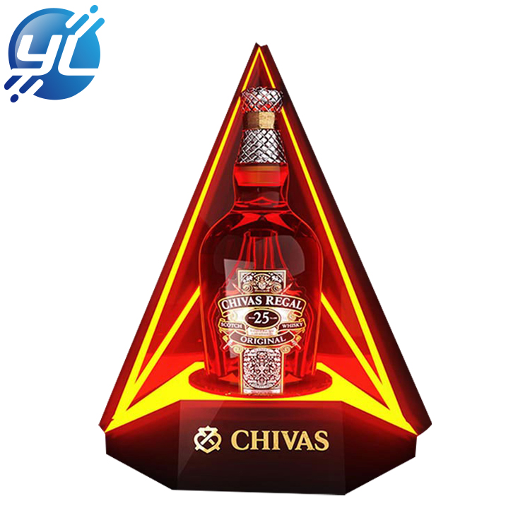 Custom design high end acrylic illuminated liquor 6 bottle holder led cellar wine display racks