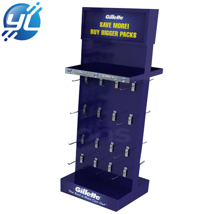 China suppliers supermarket shelf hot sale purple wooden shaver display rack for retail store