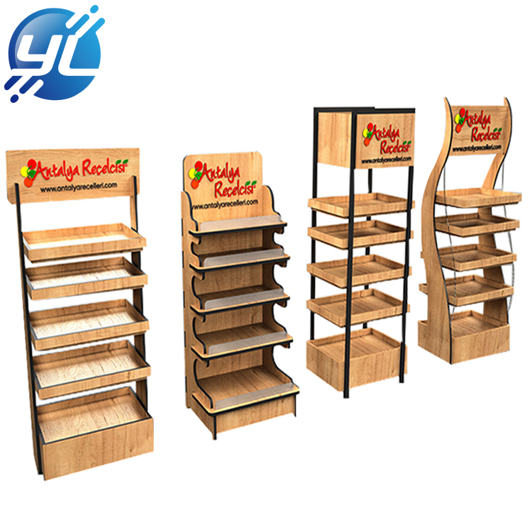 Advertising wooden Point of Sale POP Display Stand, Food Display Rack