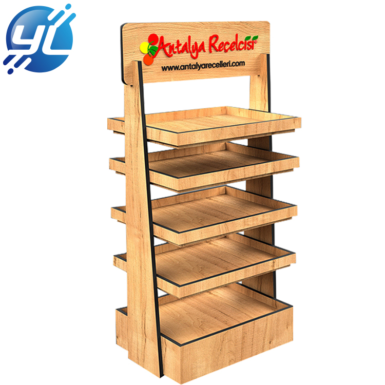 Advertising wooden Point of Sale POP Display Stand, Food Display Rack