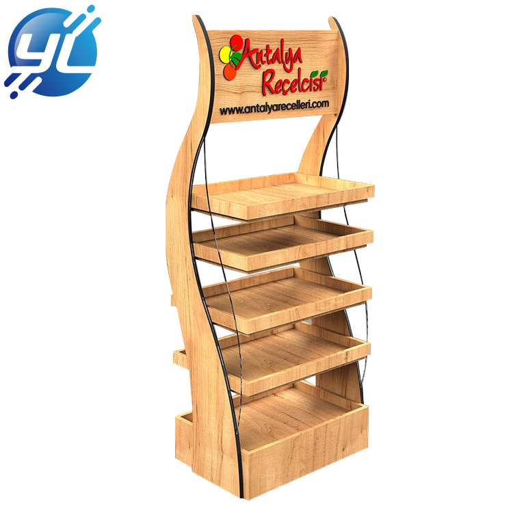 Advertising wooden Point of Sale POP Display Stand, Food Display Rack