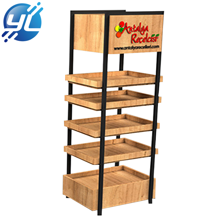 Advertising wooden Point of Sale POP Display Stand, Food Display Rack