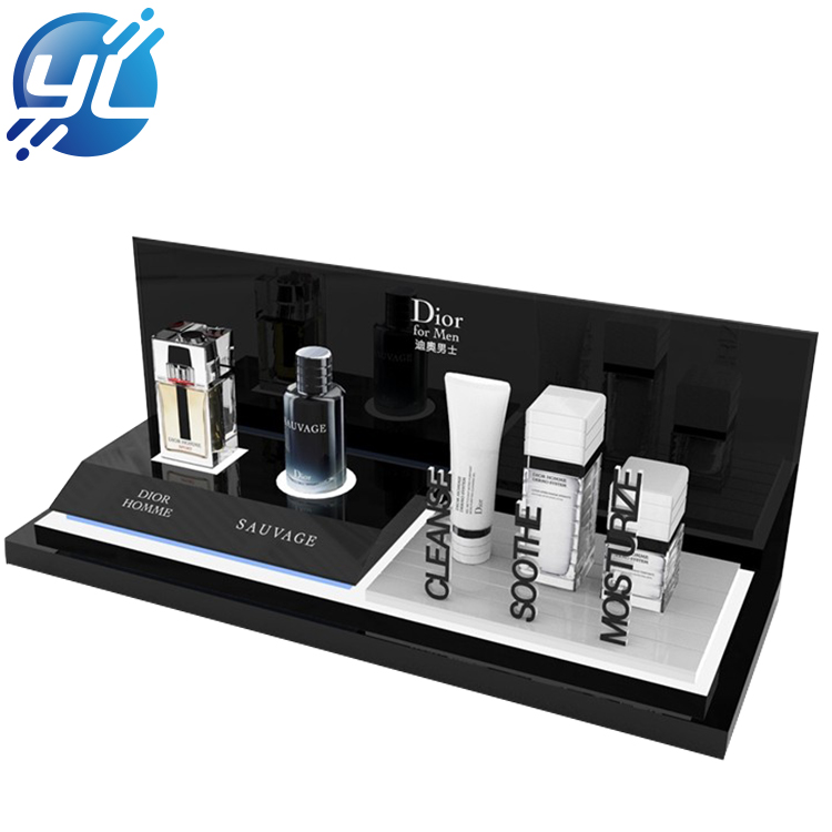 High Quality customization LED Acrylic Cosmetics Storage Tray Acrylic Perfume Display Stand