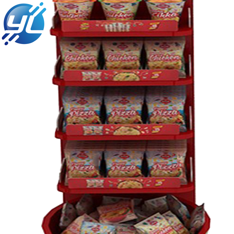 Supermarket Floor Metal Snack Display Racks Beverage Shelf Instant Noodles Pop Display Stand