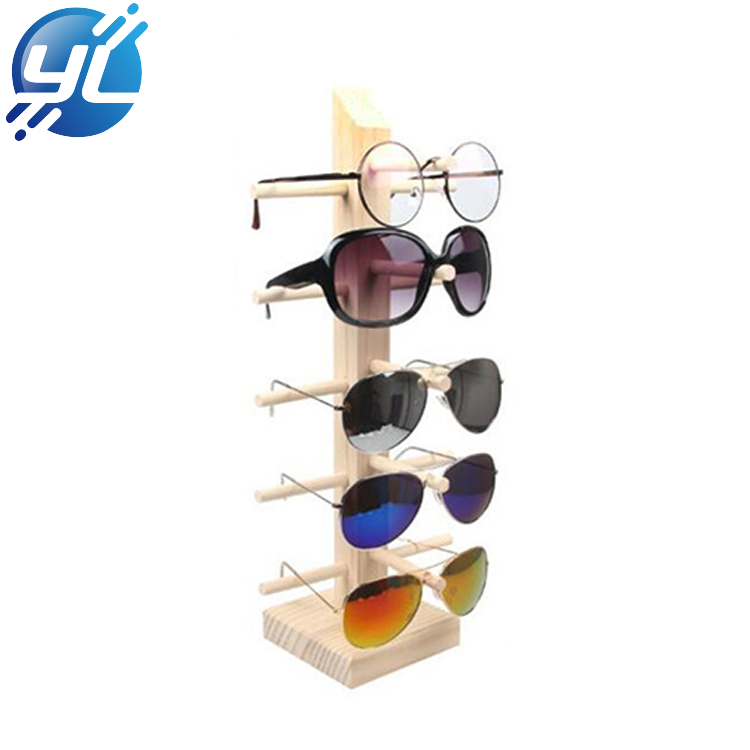 Floor standing Double sides rotatable wooden glasses display rack