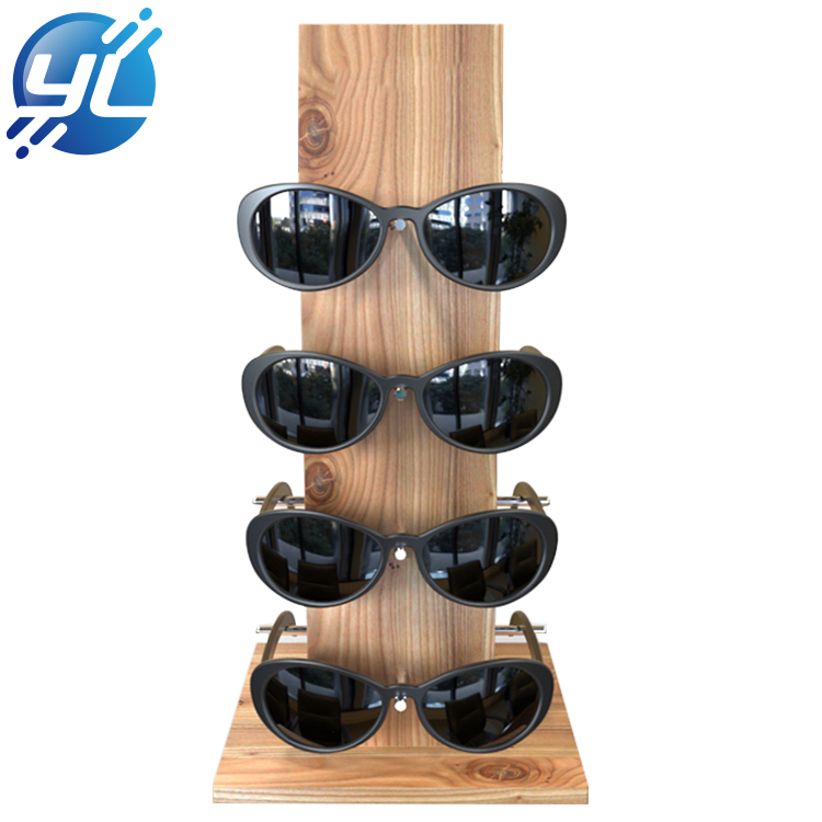 Eco friendly custom logo wooden sunglasses display stand