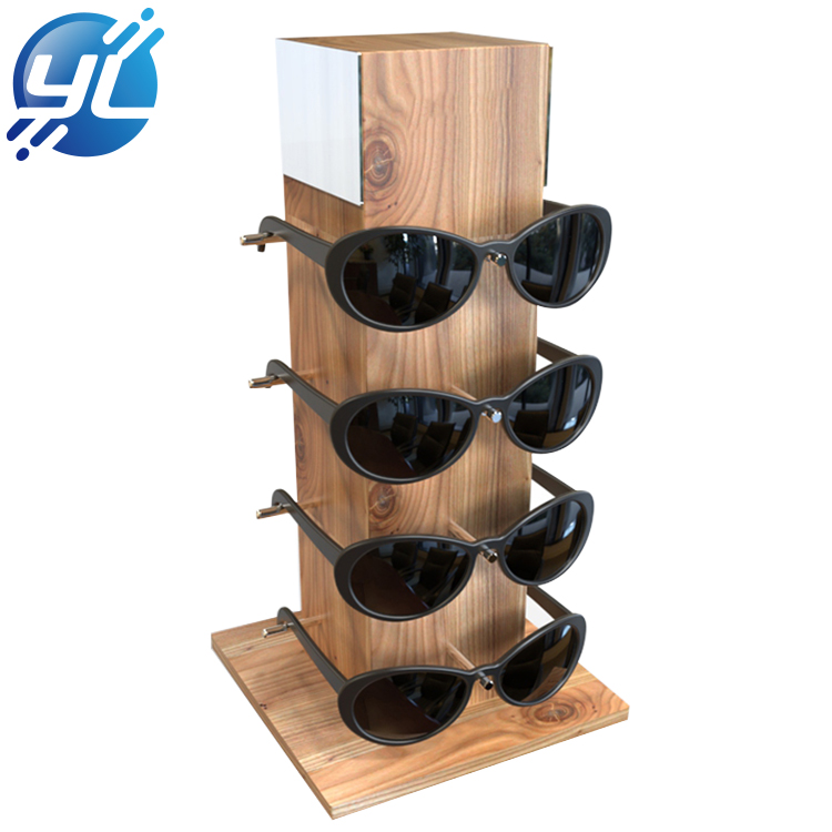 Eco friendly custom logo wooden sunglasses display stand