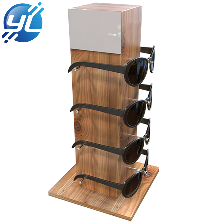 Eco friendly custom logo wooden sunglasses display stand