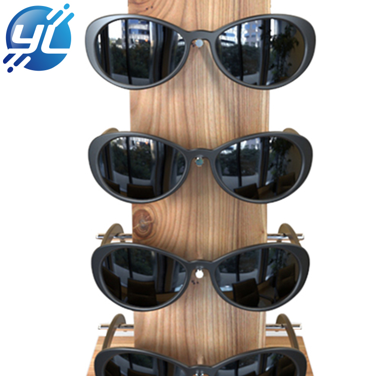 Eco friendly custom logo wooden sunglasses display stand