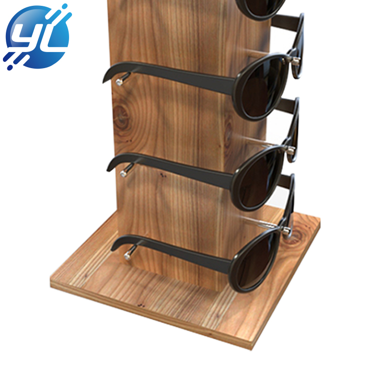 Eco friendly custom logo wooden sunglasses display stand