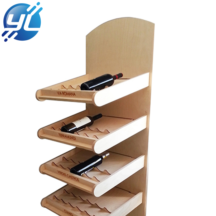 Wood display shelf storage red wine rack for store