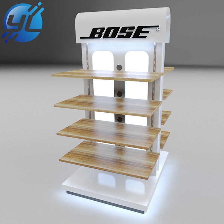 Multi - function double - sided wooden display stand with lamp