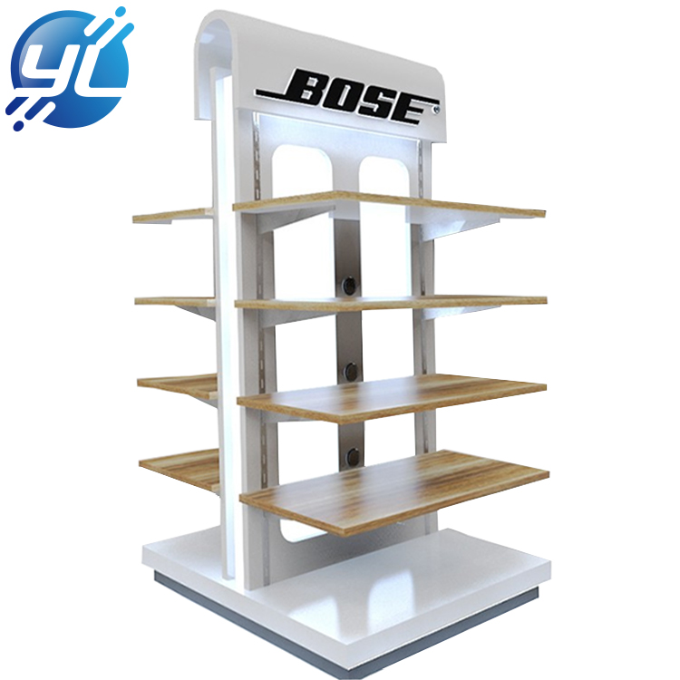 Multi - function double - sided wooden display stand with lamp