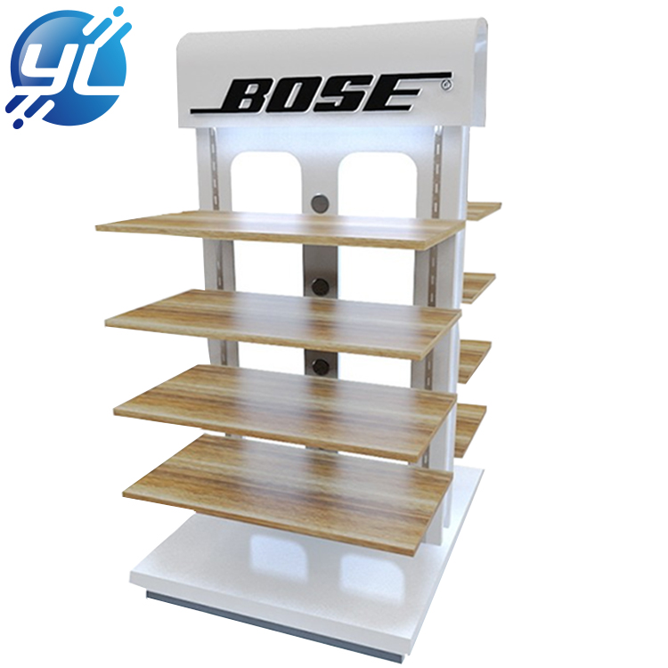 Multi - function double - sided wooden display stand with lamp