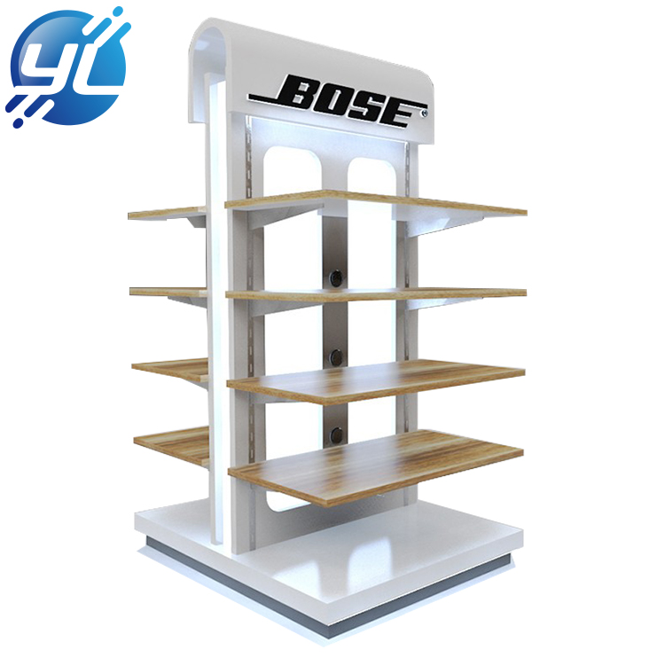 Multi - function double - sided wooden display stand with lamp