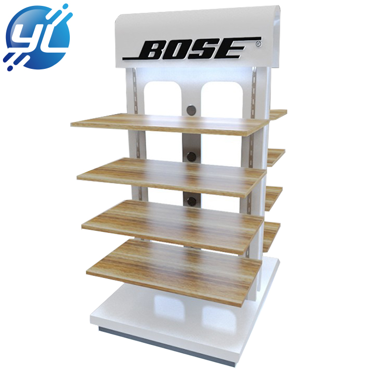 Multi - function double - sided wooden display stand with lamp