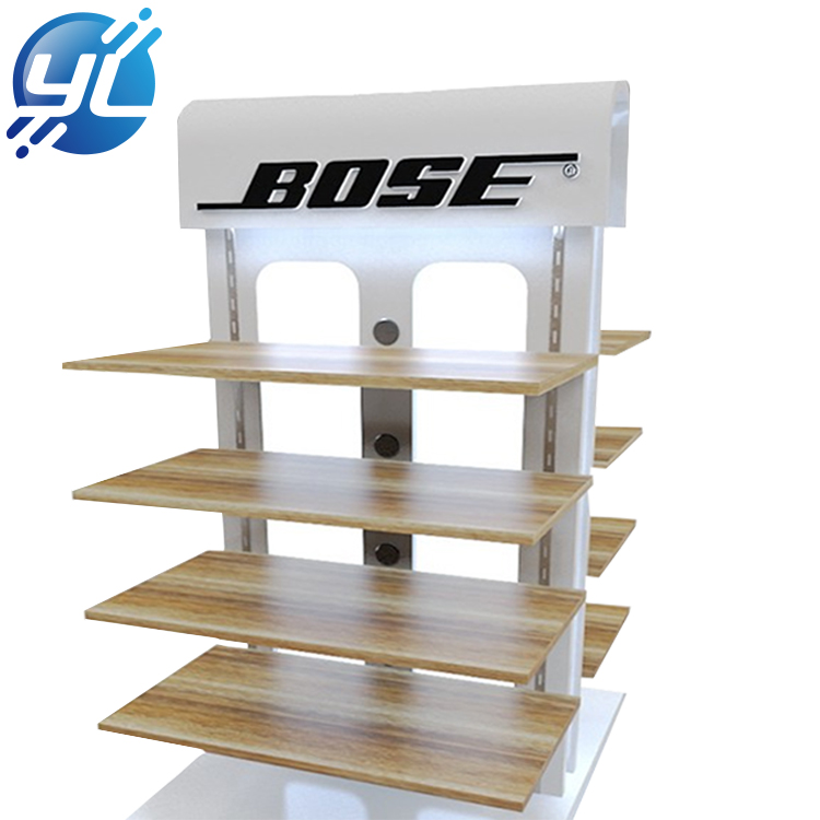 Multi - function double - sided wooden display stand with lamp