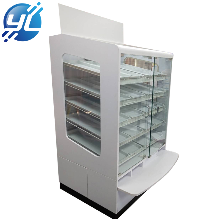 Concise Stylish Bakery Shop Multilayer Movable Wooden Floor Bread Display Stand
