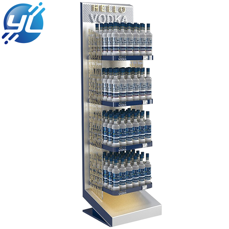 Countertop Sales Promotion Metal Floor Standing Wine Display Rack For Supermarket