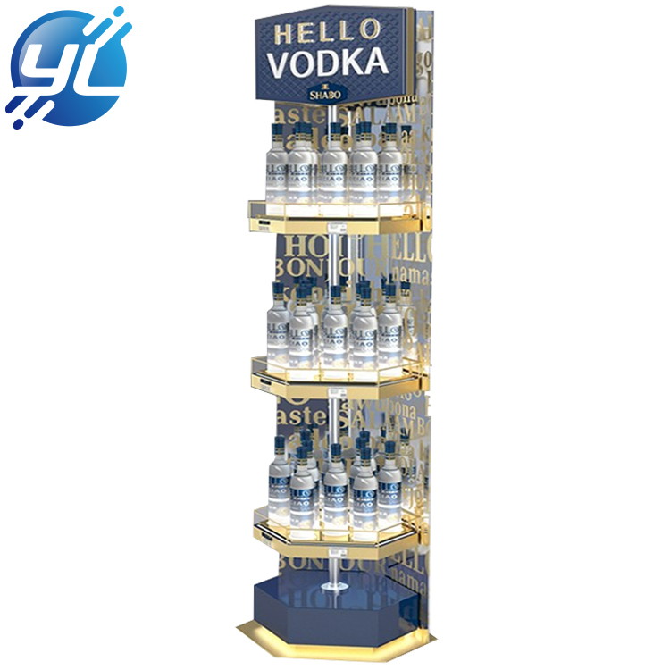 Countertop Sales Promotion Metal Floor Standing Wine Display Rack For Supermarket