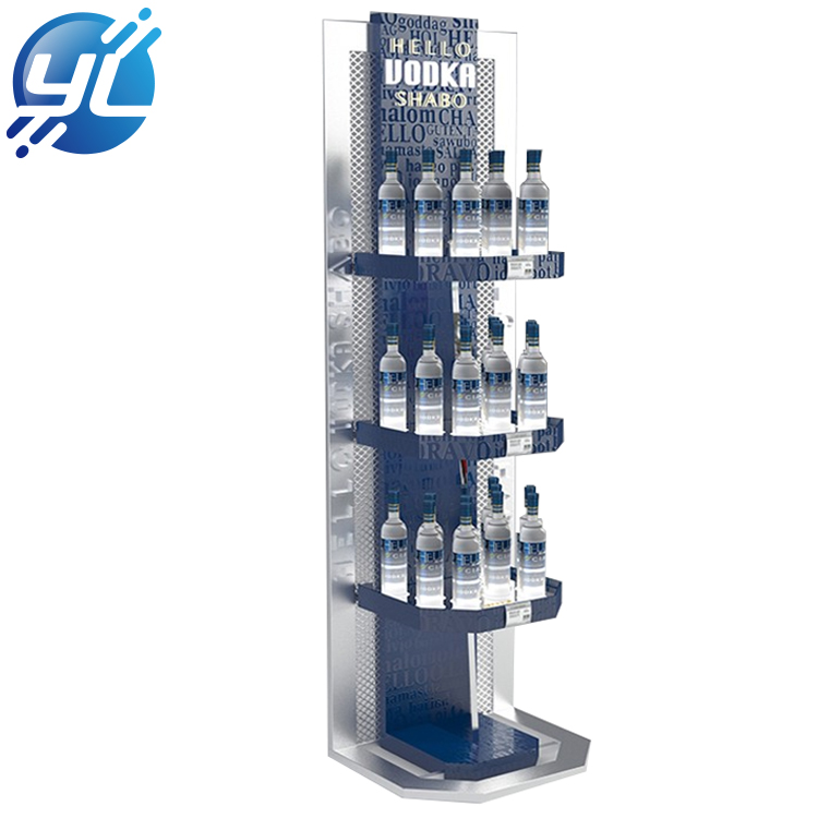 Countertop Sales Promotion Metal Floor Standing Wine Display Rack For Supermarket