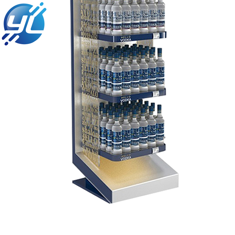 Countertop Sales Promotion Metal Floor Standing Wine Display Rack For Supermarket